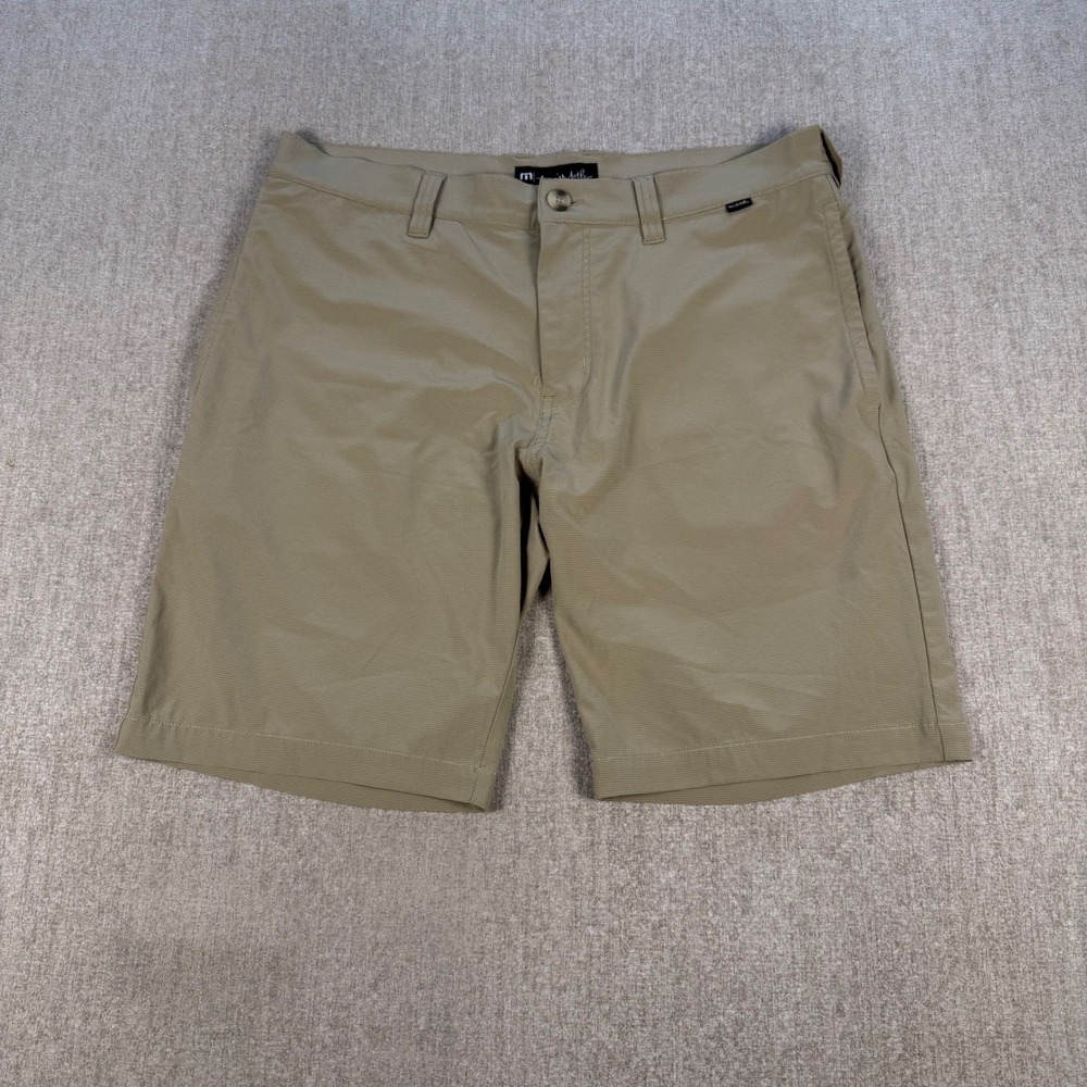 TravisMathew Shorts Mens 34 Tan Khaki Performance Stretch Golf Chino